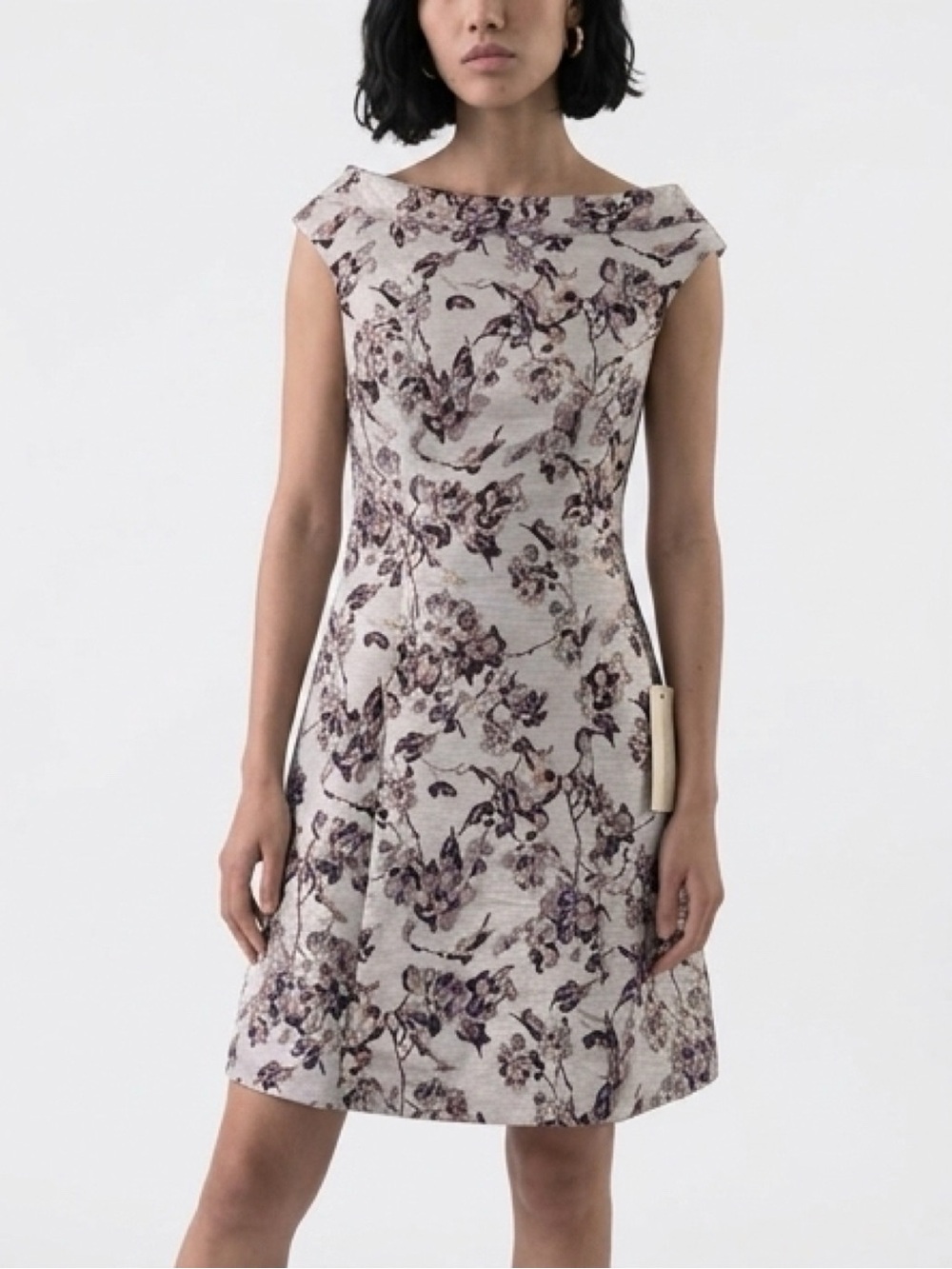 Adrianna Papell Floral Metallic Jacquard Fit & Flare Dress